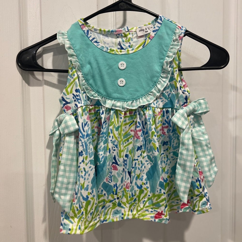 Baby Girls Floral & Gingham Top And Bloomers Set